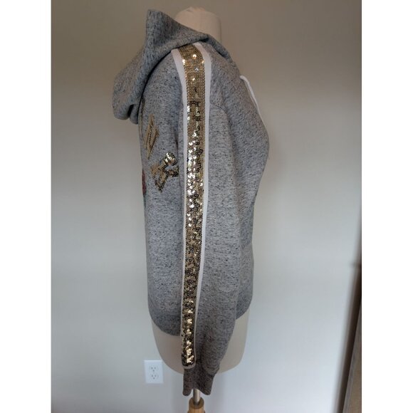 Victorias Secret PINK Sequin Rose Hoodie Sweatshirt Size M Bling Y2K Vintage - Picture 6 of 7